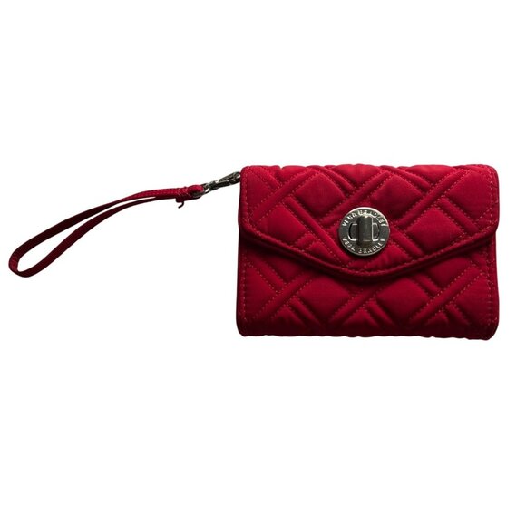 Vera Bradley Red Quilted Wristlet Wallet With Turnlock Closure - Picture 1 of 8